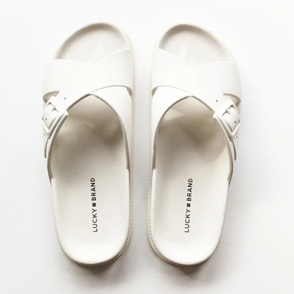 Lucky Brand Roseleen White Slides - Picture 1 of 4